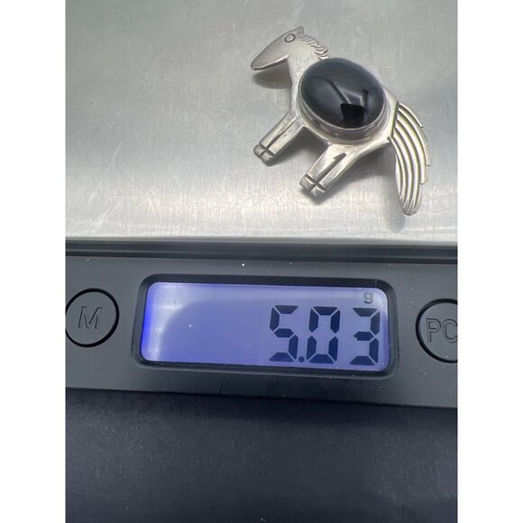 Vintage Horse Brooch Carol Felley Sterling Silver Black Onyx '93 Signed Western - Picture 10 of 12